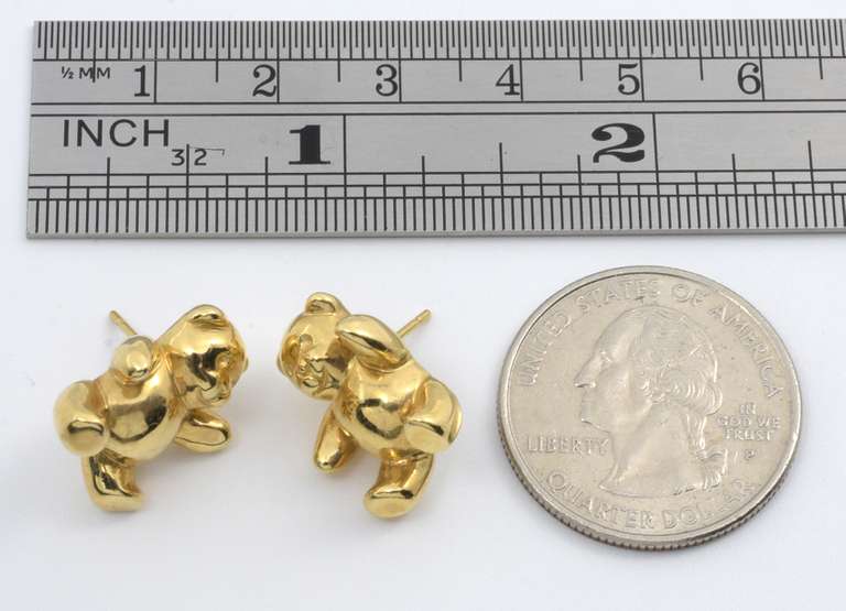 Cute  14k Teddy Bear Earrings