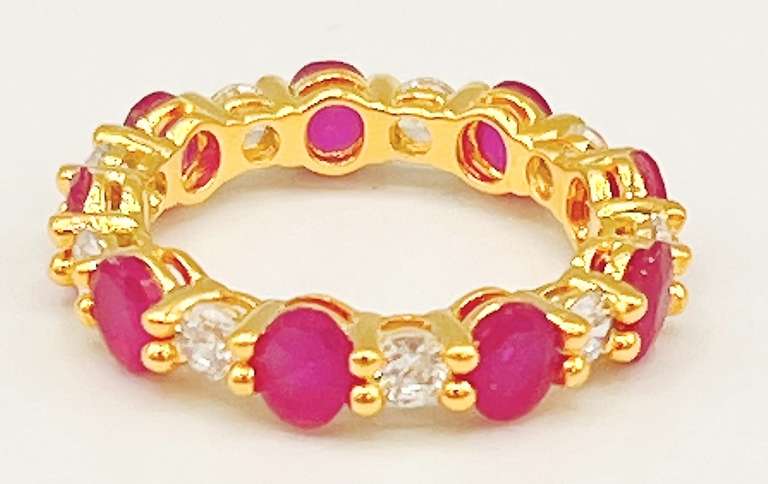 Beautiful Ruby & White Sapphire Eternity Band Ring