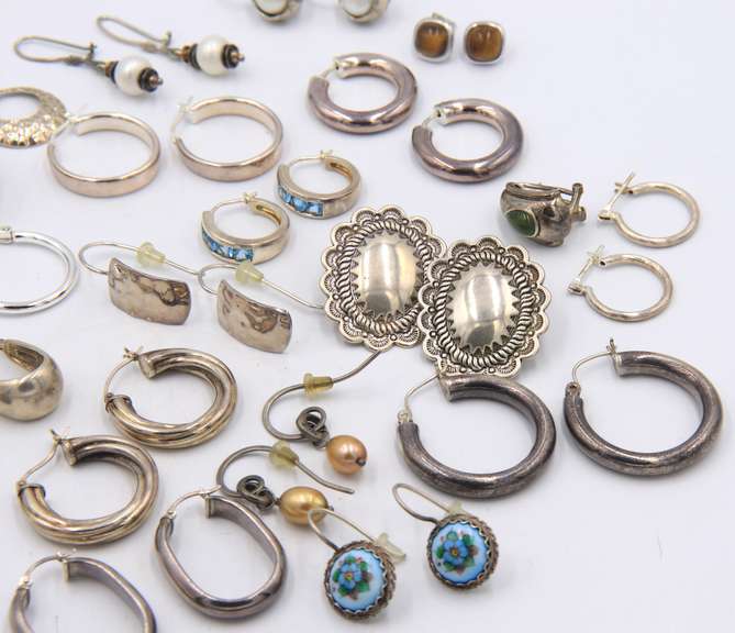 Group Lot of Vintage 925 Sterling Silver Earrings