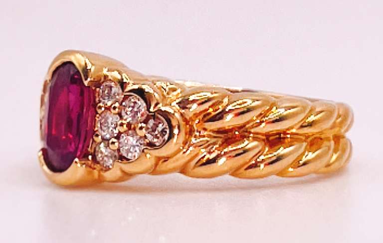 18kt Solid Yellow Gold, Ruby, & Diamond Ring
