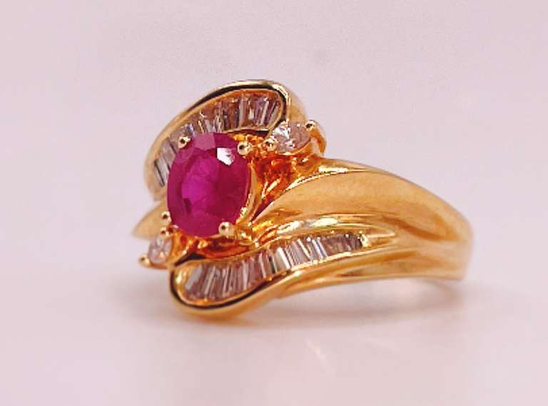 18kt Solid Yellow Gold, Ruby, & Diamond Ring