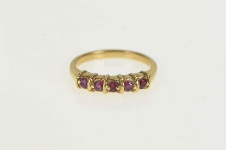 14K Yellow Gold Natural Ruby Classic Wedding Band Ring