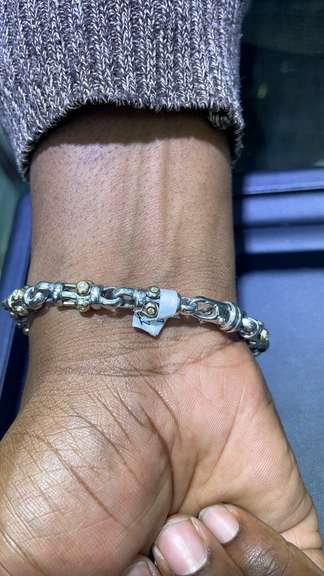 MENS 1.25 CARATS T.W. TWO TONE DIAMOND LINK BRACELET IN 14K WHITE GOLD