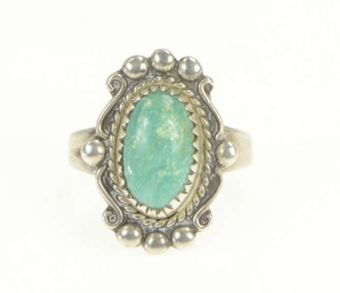 Sterling Silver Southwestern Turquoise Cabochon Statement Ring