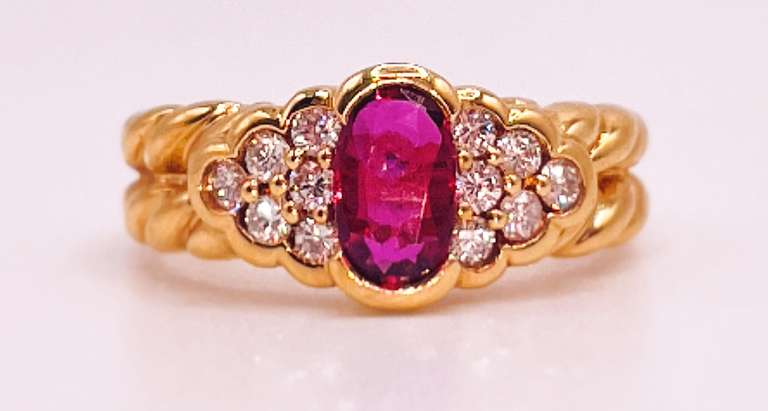 18kt Solid Yellow Gold, Ruby, & Diamond Ring
