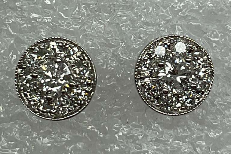 NEIL LANE 14K WHITE GOLD AND DIAMOND STUD EARRINGS