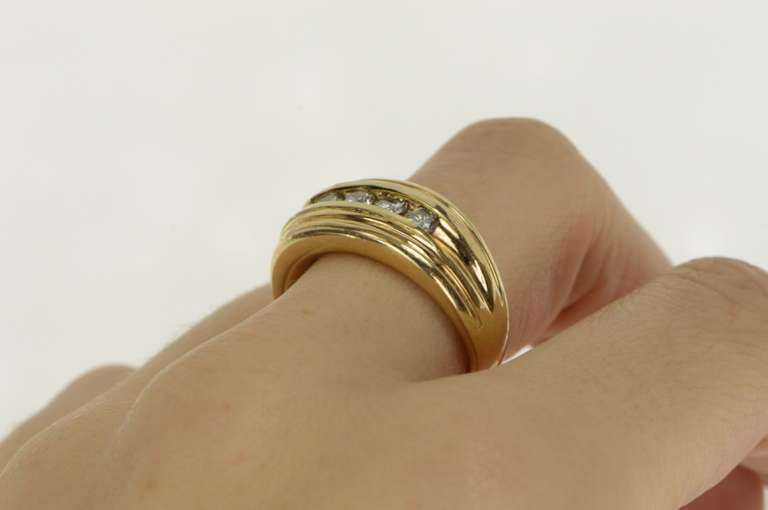 14K Yellow Gold 0.60 Ctw Five Stone Men's Diamond Wedding Ring