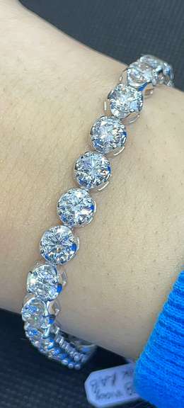 ELEGANT 11.75 CARATS ROUND BRILLIANT 14K WHITE GOLD TENNIS BRACELET| LAB GROWN DIAMONDS