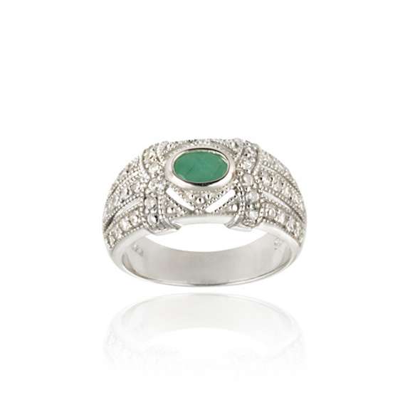 Emerald & CZ Ring