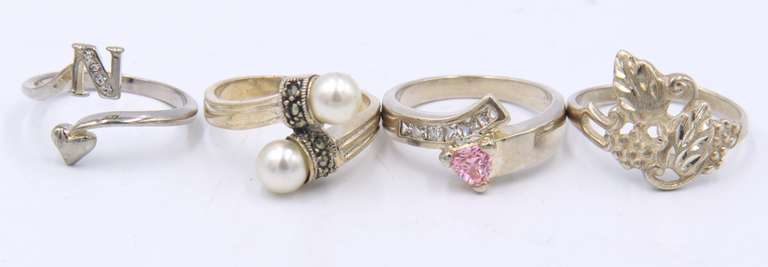 Vintage 925 Sterling Silver Group Lot of 4 Rings