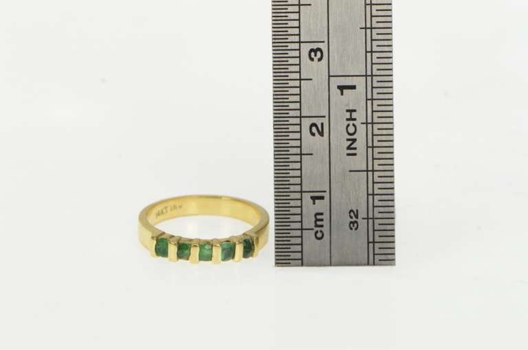 14K Yellow Gold Natural Emerald Classic Wedding Band Ring