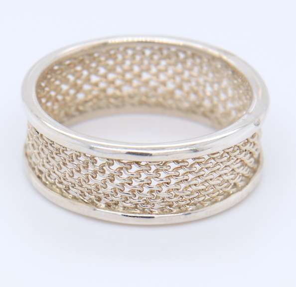 925 Sterling Silver Tiffany & Co Mesh Wide Band