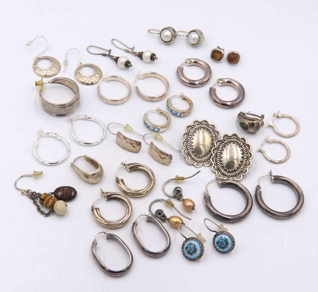 Group Lot of Vintage 925 Sterling Silver Earrings