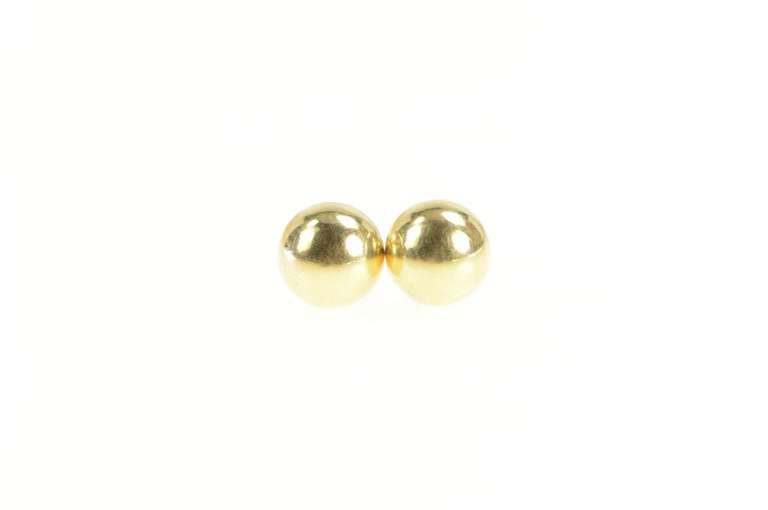 14K Yellow Gold 7.8mm Round Domed Classic Sphere Stud Earrings