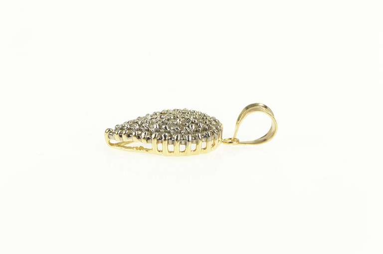 14K Yellow Gold 0.62 Ctw Pave Diamond Tear Drop Cluster Pendant