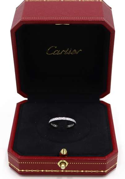 Cartier 0.38ctw Diamond Eternity Wedding Band Ring in 18K W/Box