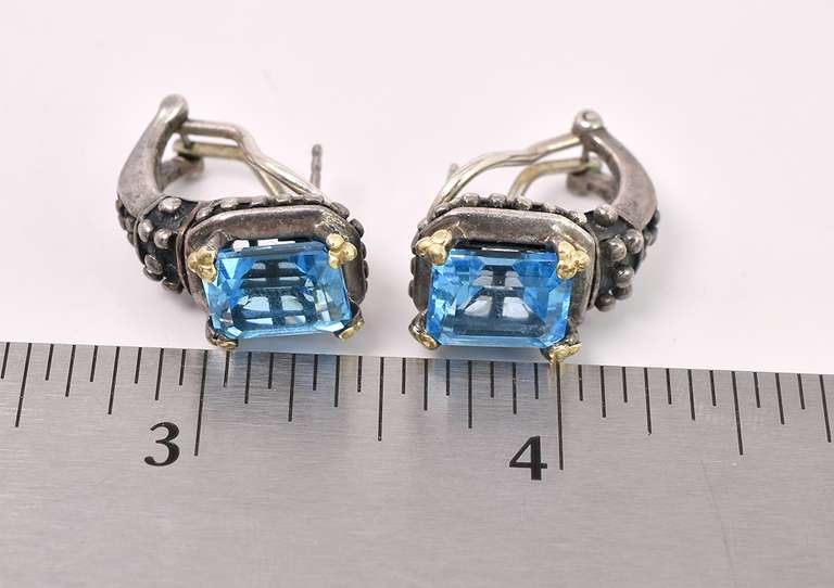 Elegant Blue Topaz Earrings In Sterling Silver