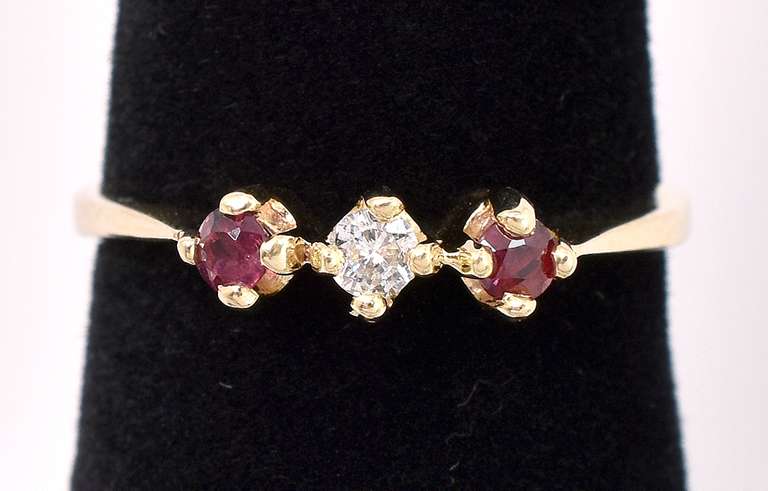 Beautiful Ruby And Diamond Ring In 14K Yellow Gold