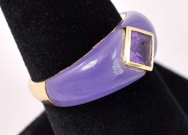 Enchanting Purple Amethyst Ring In 14K Yellow Gold