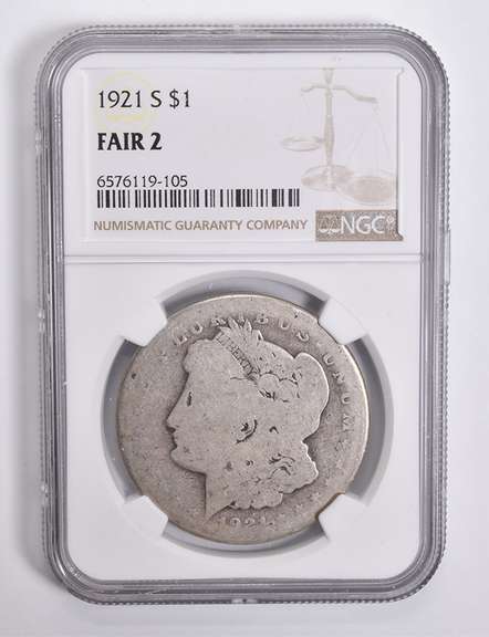 FAIR 2 1921-S Morgan Silver Dollar NGC Lowball Low Ball