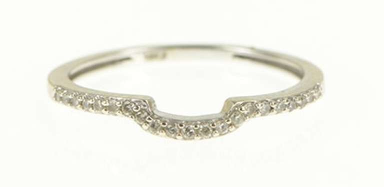 10K White Gold Curved Contour Diamond Wedding Band Ring