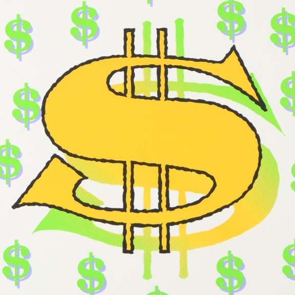 Dollar Sign (White) by Steve Kaufman (1960-2010)