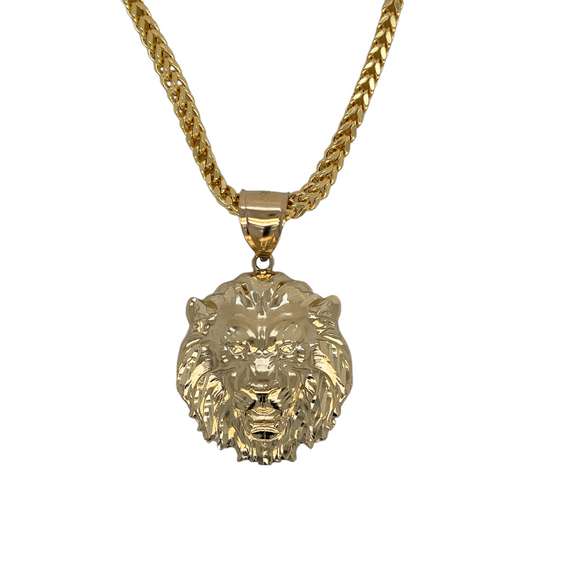 14K YELLOW GOLD LION CHARM NECKLACE