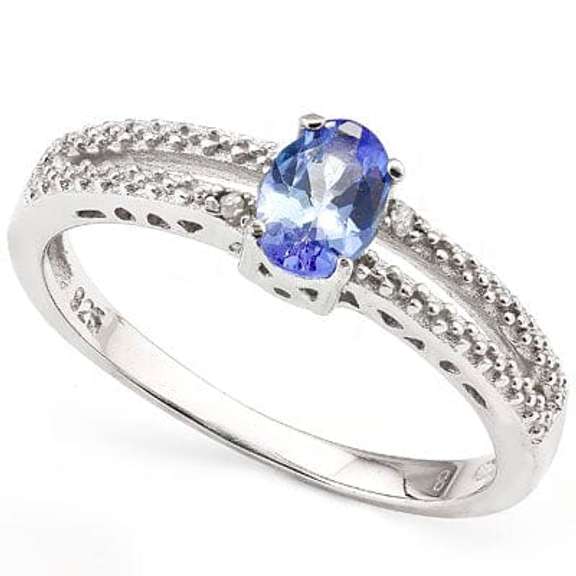 1/2 CT GENUINE TANZANITE SILVER RING