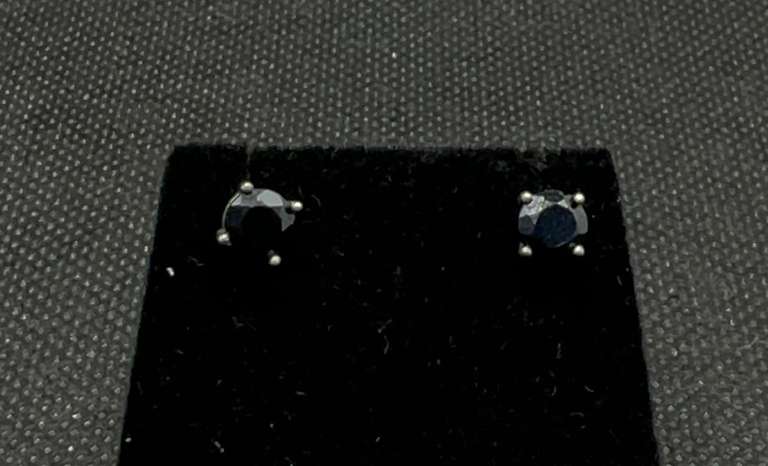 PAIR OF BLACK DIAMOND STUDS SET INTO 14K BLACK GOLD