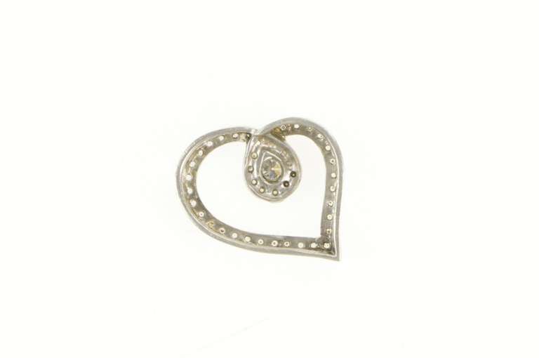 10K White Gold Classic Diamond Inset Loop Heart Love Pendant