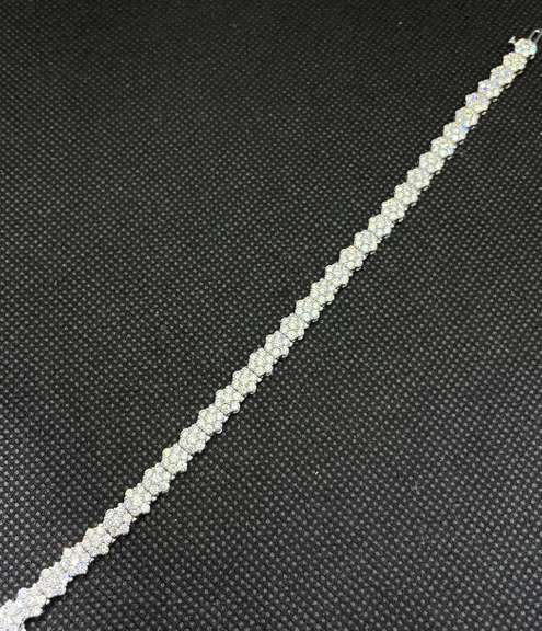 6.50 CARATS T.W. FLORAL ROUND DIAMOND TENNIS BRACELET IN 14K WHITE GOLD