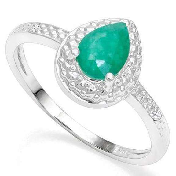 1.00 CT ENHANCED GENUINE EMERALD SILVER RING