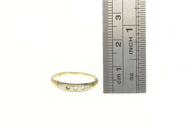 14K Yellow Gold Art Deco Two Tone Wedding Band Setting Ring