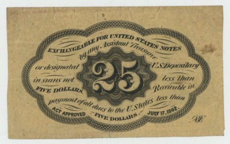 Crisp 1862 1st issue Twenty-Five Cent Fractional Currency Note