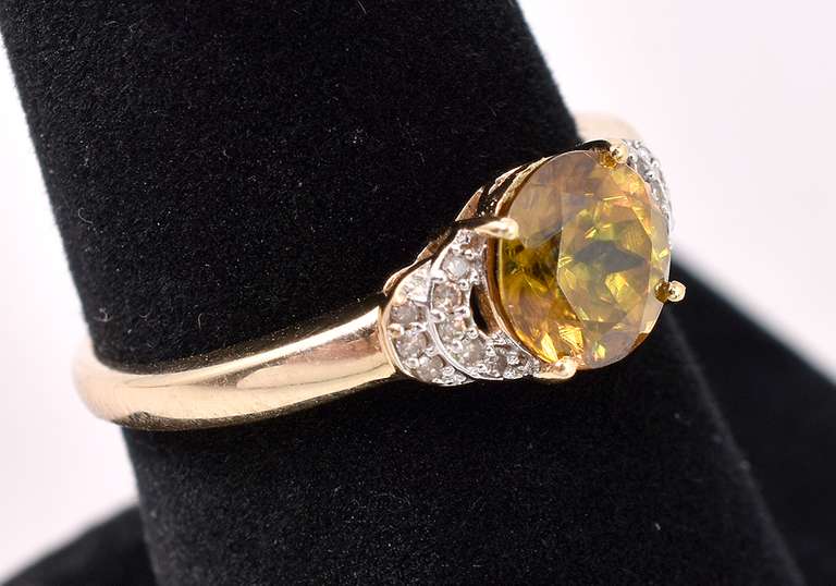 Golden Sphene Ring in Yellow Gold