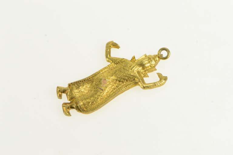 10K Yellow Gold Thai Dancer Ornate Detailed Vintage Charm/Pendant