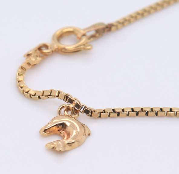 Fabulous Yellow Gold 3 Charms Box Chain Bracelet