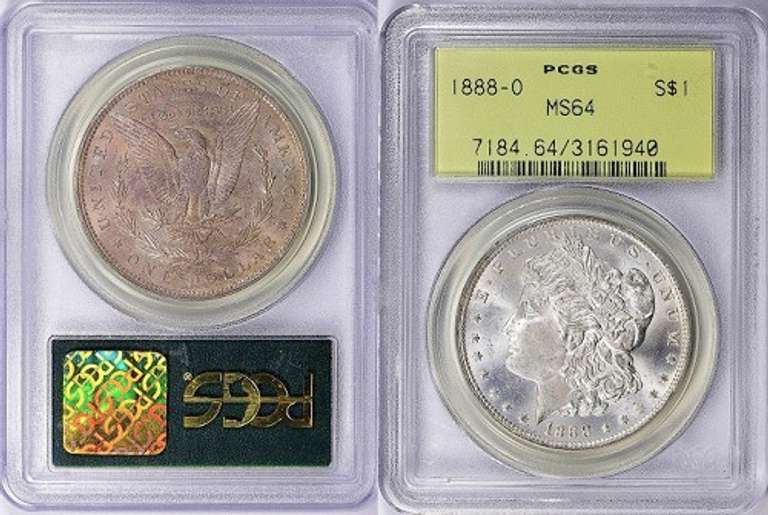 Superb BU 1888O Morgan PCGS MS 64 IN OGH W/Great Reverse Toning!!