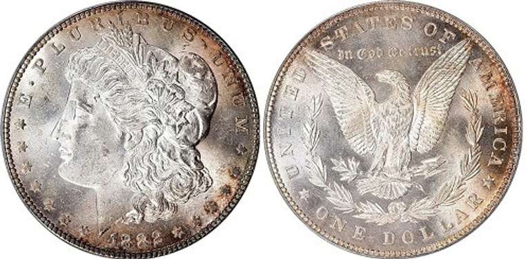 Superb BU 1882P Morgan Silver Dollar Nice Toning!