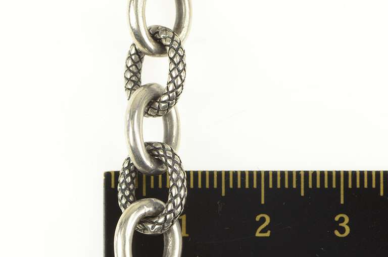 Sterling Silver Designer Ornate Cable Link Toggle Chain Necklace