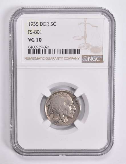 VG10 1935 Indian Head Buffalo Nickel DDR FS-801 NGC