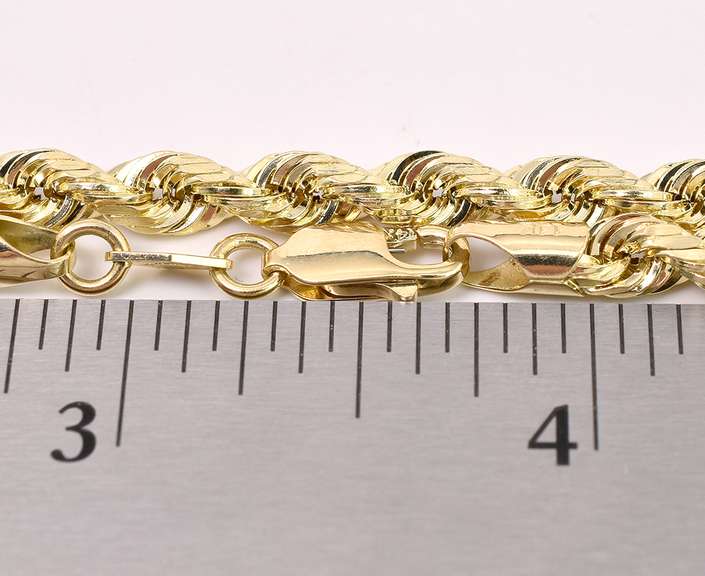 Sparkling Hollow Rope Chain Necklace In 14K Yellow Gold