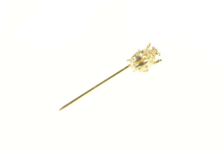 14K Yellow Gold Lady Bug Good Luck Symbol Vintage Stick Pin