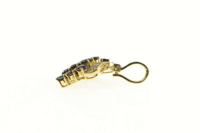 14K Yellow Gold Vintage Natural Sapphire Diamond Cluster Pendant