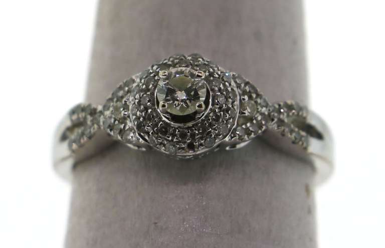 Brilliant Halo Diamond Ring with 14k White Gold