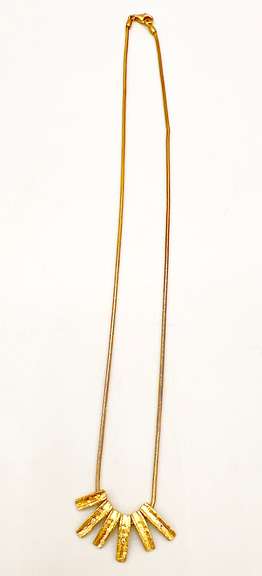 18kt Solid Yellow Gold and Diamond Fringe Pendent Necklace