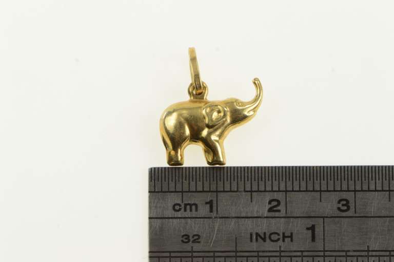 14K Yellow Gold Puffy Elephant Animal Strength Courage Charm/Pendant