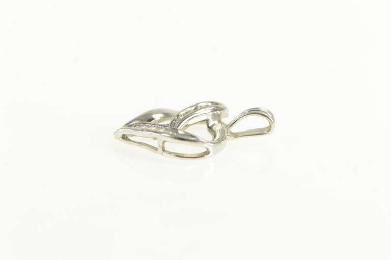 10K White Gold Classic Diamond Heart Love Symbol Curvy Pendant