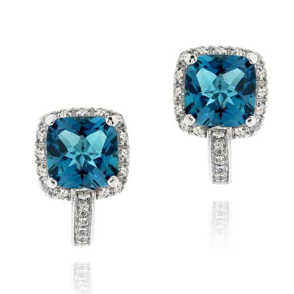 Sterling Silver London Blue & White Topaz Earrings