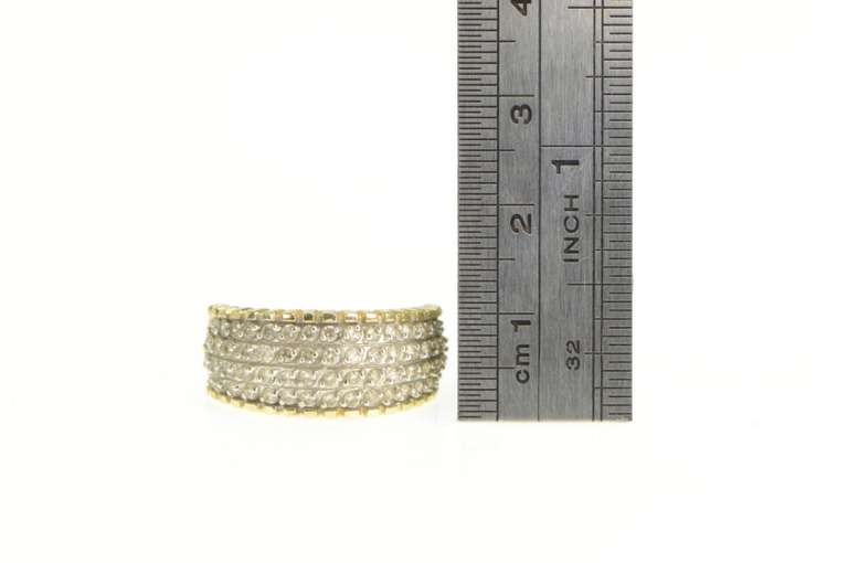 14K Yellow Gold 0.90 Ctw Pave Domed Diamond Statement Band Ring